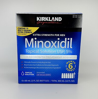 #ad Kirkland Signature Minoxidil 5% Men Hair Regrowth Solution 6 Month Bottles $39.98