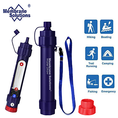 #ad Portable Survival Water Filter Straw Purifier Camping Hiking Emergency Purple MS $89.99