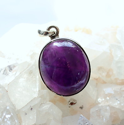 #ad Amethyst Pendant 925 Silver Gemstone Jewelry Gift Oval Purple Noble L 1 13 32in $62.62