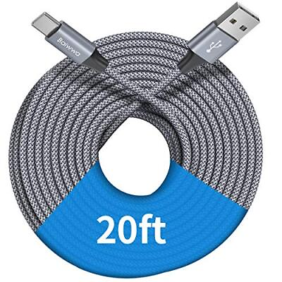 #ad Baiwwa 20ft 6m Extra Long Premium Nylon Braided USB A to Type C Cable Cha... $19.77
