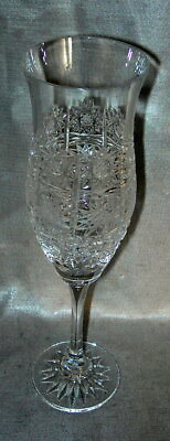 #ad Hand Cut Crystal Clear Glass Champagne Flute Glass HobstarsTulip Shape Unsigned $16.79