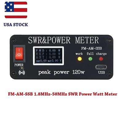 #ad USA FM AM SSB 1.8MHz 50MHz SWR Power Watt Meter SWRamp;Power Meter Peak Power 120W $41.71