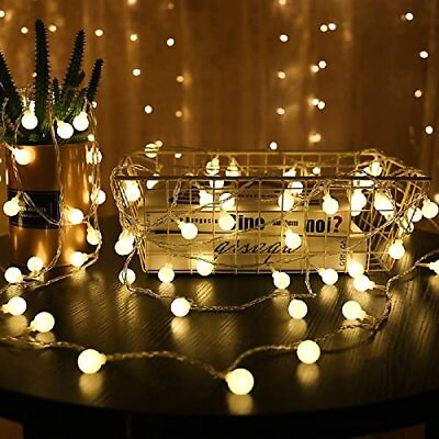 #ad Plug in LED String Lights 16Ft 5M 50 LED Bulb Warm White Globe Fairy Lights for $13.53