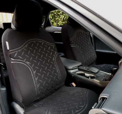 #ad Suede Velour Seat Covers For Nissan Rogue Front Set Black Carbon Embossed Design $45.99