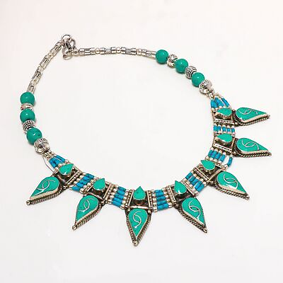 #ad Tibetan Turquoise Handmade Bohemian Ethnic Jewelry Nepali Necklace 18quot; NN 5209 $20.99