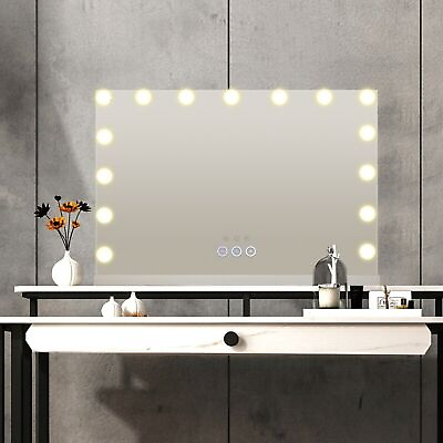 #ad Large Vanity Mirror Hollywood Style 15 18 LED Lights Makeup Mirror USB Charging $111.99