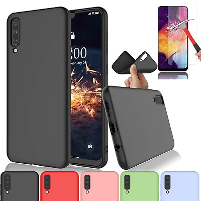 #ad For Samsung Galaxy A20 A30 A50 Silicone Phone Case Cover with Screen Protector $6.48
