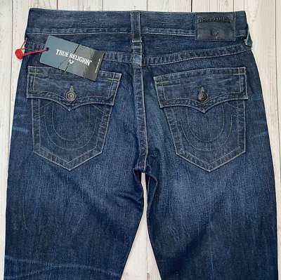 #ad Mens TRUE RELIGION Geno Jeans W32 L34 Blue Slim Leg Fit 🇺🇸 GBP 118.99