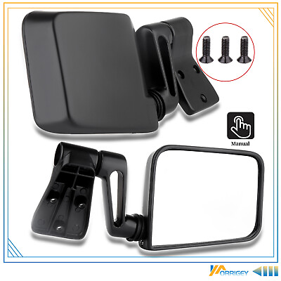 #ad Manual For 1987 2002 Jeep Wrangler RH Passenger Side Black Cover View Mirror $26.79
