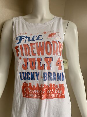 #ad NWT Lucky Brand Free Fireworks Tank White Size M LCV $24.50