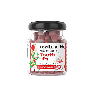 #ad teeth a bit Kids Anti Cavity Anti Plaque Cherry Vanilla Mint Plant Based 60 Tab $22.49