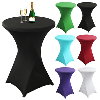 #ad 43quot; Stretch Round Tablecloth Spandex Cocktail Table Cover Wedding Banquet Decor $12.99