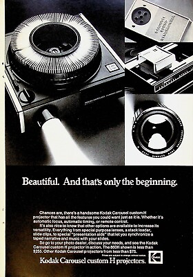 #ad 1974 Kodak Carousel Custom H Projector Vintage 1970s Print Ad Sound Synchronizer $9.74