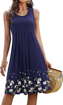 #ad KILIG Women Summer Dresses 2024 Floral Print Casual Soft Pleated Sleeveless Crew $71.13