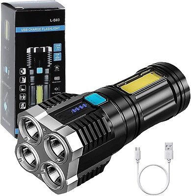 #ad Rechargeable Flashlight 3 Led Modes IP65 Waterproof Handheld Emergency Light $48.00