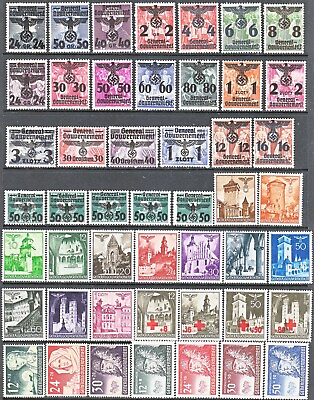 #ad Stamp Germany Poland General Gov#x27;t Year 1940 Mi 014 62 Set WWII War Warsaw MNH $99.95