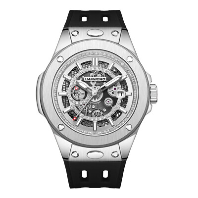 #ad HANBORO Men Automatic Mechanical Wristwatch Luminous Multi Dial Crystal Bezel $189.00