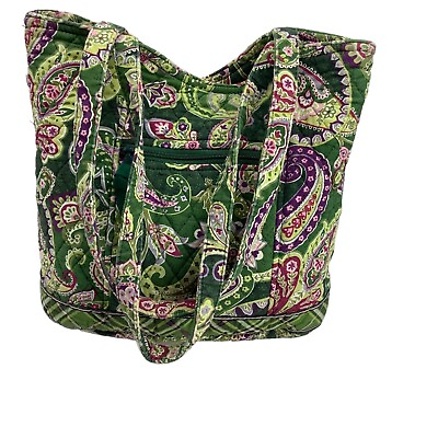 #ad Vera Bradley Chelsea Green Paisley Old Style Villager Shoulder Bag Purse $25.95