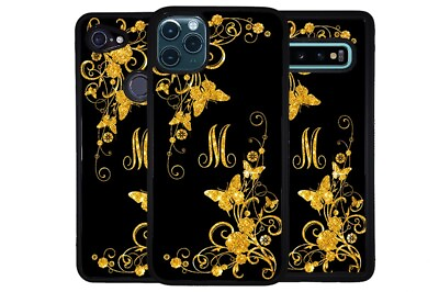 #ad Gold Butterfly Personalized Initial Phone Case for Apple Samsung LG Google $24.99