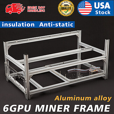 #ad 6GPU Mining Rig Frame Equipment Aluminum Stackable For mining $94.98