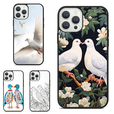 #ad For iPhone 11 12 13 14 15 Pro Max Mini Aluminum Case White pigeon Doves $9.99