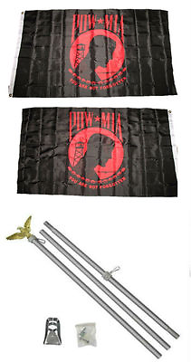 #ad 3x5 POWMIA POW MIA Red Black 2ply Flag Aluminum Pole Kit Set 3#x27;x5#x27; $31.94