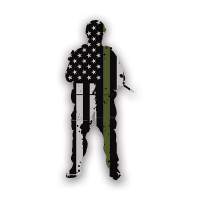 #ad Tattered Thin Green Line American Flag Military Sticker DecalWeatherproof $4.99