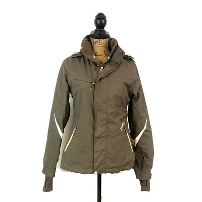 #ad O’Neill Women sz XS Coat Brown Zip Up Hooded Zip Pockets Waterproof Windproof $12.00