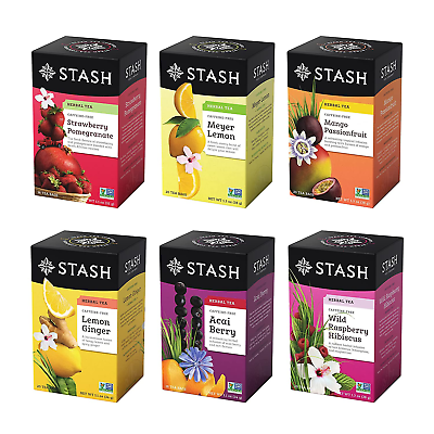 #ad Tea Fruity Herbal Tea 6 Flavor Tea Sampler 6 Boxes with 18 20 Tea Bags Each $31.99