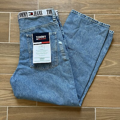 #ad TOMMY HILFIGER Jeans Mens Size 34X30 Aiden Baggy Loose Waistband Logo Blue Denim $100.00