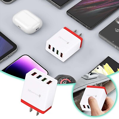 #ad #ad 4 Port Fast Quick Charge QC 3.0 USB Hub Wall Home Charger Power Adapter US Plug $2.88