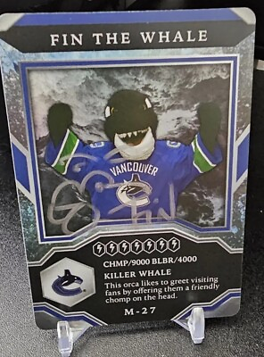#ad 2021 22 MVP Mascot Gaming Cards #M 27 Fin The Whale Vancouver Canucks SIGNED $49.99