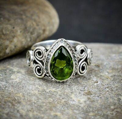 #ad Green Peridot Gemstone 925 Silver Ring Handmade Jewelry Ring All Size $7.32
