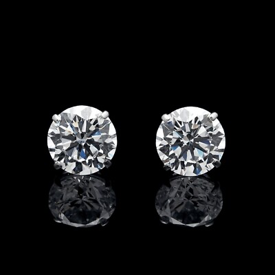 #ad Moissanite Earrings 14K Solid White Gold Solitaire Studs 4mm 10mm 0.50ct 8.00ct $69.99