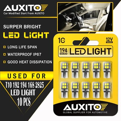 #ad 10x AUXITO Super Bright Canbus T10 194 168 LED light Bulb xenon white 14E 2825 A $14.24