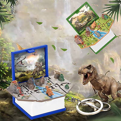 #ad 3D Dinosaur Toys For Kids Mini PopUp Keychain Mini Dinosaurs Figures Book Small $8.90