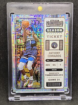 #ad Anthony Edwards RARE MOJO TICKET REFRACTOR SSP INVESTMENT CARD PANINI MVP MINT $49.49