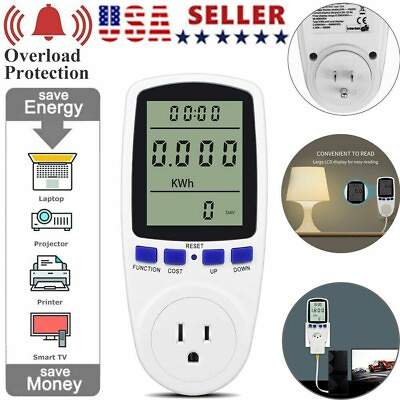#ad LCD Power Meter Consumption Energy Analyzer Watt Amps Volt Electricity Monitor $12.95