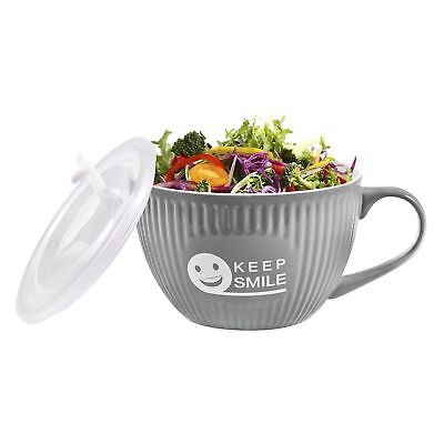 #ad 28 Ounce Soup Bowl with Handle Ceramic Large Soup Mug Microwave Safe Cup for ... $23.82