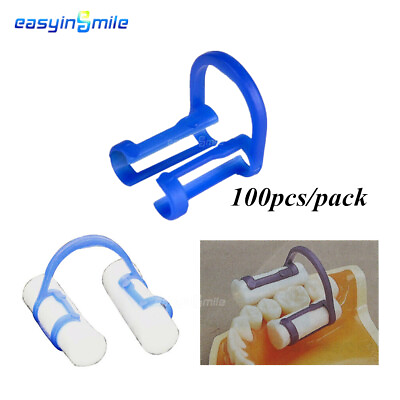#ad 100Pcs Dental Disposable Cotton Roll Holder Blue Easyinsmile Teeth Clip Holders $13.39