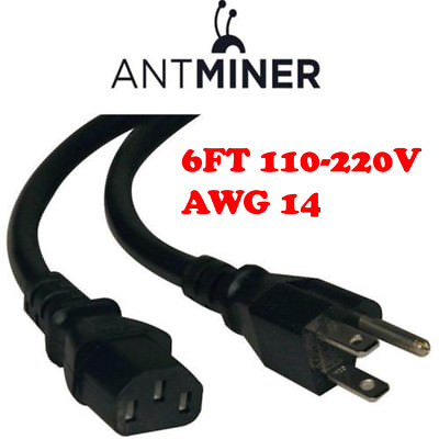 BITMAIN Antminer APW3 PSU Power Supply Cord Cable HEAVY AWG14 L3 D3 S9 6FT $14.89