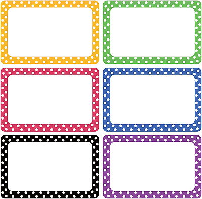 #ad 300 Cute Dot Name Tag Stickers Colorful Border Name Labels for School Office H $13.14