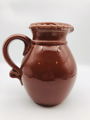 #ad Ceramic Pottery Pitcher Vase Brown $10.75