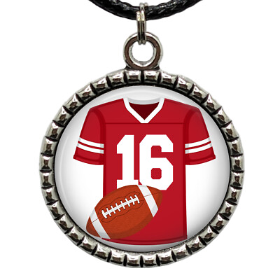 #ad Personalized Football Jersey # Necklace Custom Football Mom Resin Pendant Gift $13.95
