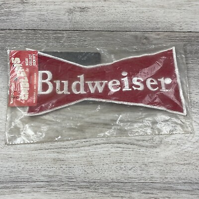#ad Vtg Budweiser Beer Bow Tie 8.5quot; Patch Badge Corduroy Red NOS Emblem Sew $30.28
