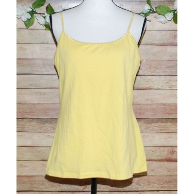 #ad Ambiance Apparel Yellow Tank Top Size 1X Adjustable Straps Built in Bra Cami $9.99