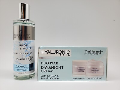 #ad HYALURONIC ACID 3 Pc Set Day Cream Night Cream Facial Cleanser $39.95