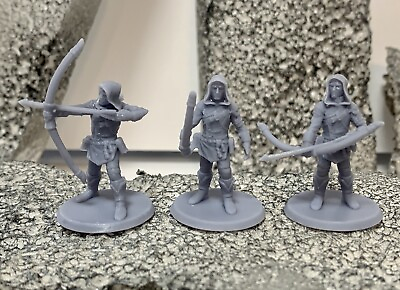 #ad Set of 3 Archers fantasy tabletop gaming miniatures 3D printed resin $6.99