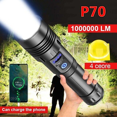 #ad 1000000 Lumens Super Bright LED Tactical Flashlight Rechargeable LED Work Light $17.85