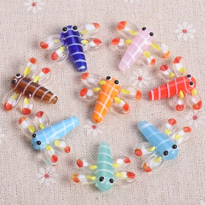 #ad 2pcs Handmade Dragonfly 26x21mm Lampwork Glass Loose Beads For Jewelry Making $3.99